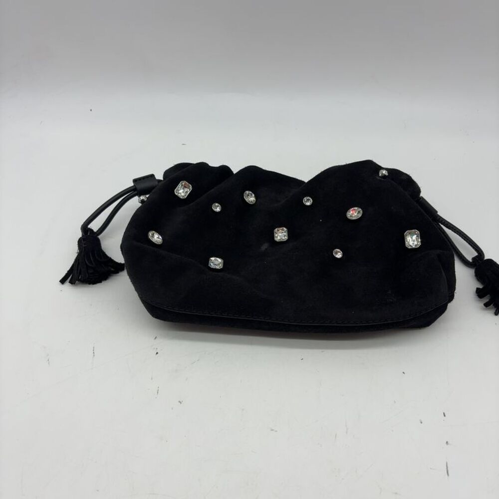 Veronica Beard Crystal-Studded Suede Clutch Bag